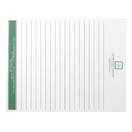 Modernes Minimalistisches Unternehmen für grüne Gr Notizblock (Vorderseite)