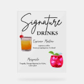 Modernes Minimalistisches Unterschrift Drink Hochz Acrylschild (Vorderseite)