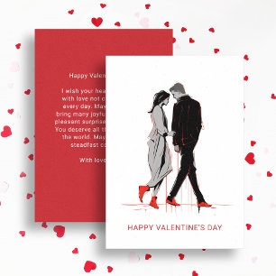Modernes Minimalistisches Valentinstag-Paar in Lie Feiertagskarte