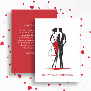 Modernes Minimalistisches Valentinstag-Paar in Lie Feiertagskarte