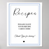 Modernes Minimalistisches Verließt für Ihr Rezept  Poster (Vorne)