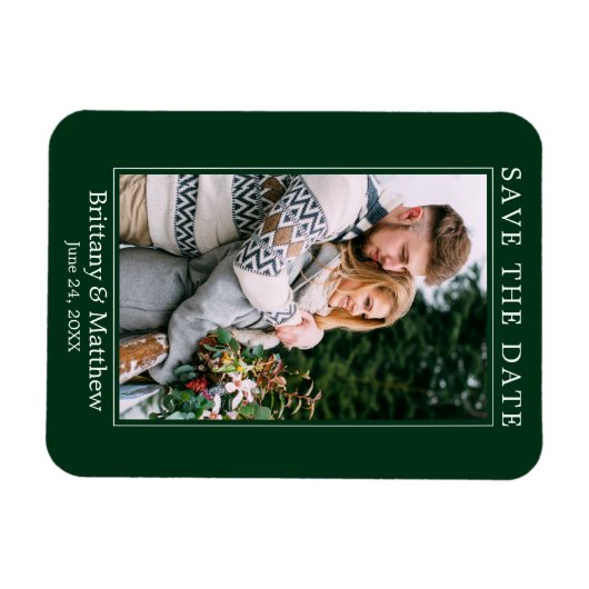 Modernes Minimalistisches Waldgrün Save the Date Magnet (Horizontal)