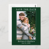 Modernes Minimalistisches Waldgrün Save the Date Postkarte (Vorne/Hinten)