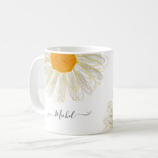 Modernes Minimalistisches Watercolol Chamomile Kaffeetasse (Vorderseite Links)
