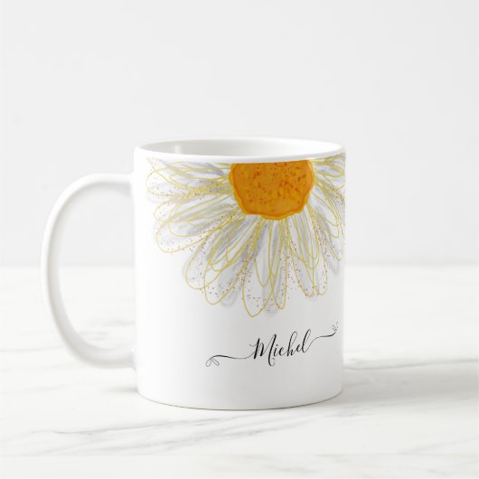 Modernes Minimalistisches Watercolol Chamomile Kaffeetasse (Links)