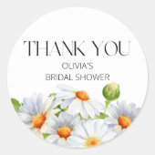 Modernes Minimalistisches Watercolol Daisy Brautpa Runder Aufkleber (Vorderseite)