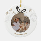 Modernes Minimalistisches Weihnachten - Vier Foto Keramik Ornament (Vorne)