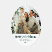 Modernes Minimalistisches Weihnachts-Foto Ornament Aus Metall (Vorderseite links)