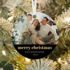 Modernes Minimalistisches Weihnachts-Foto Ornament Aus Metall