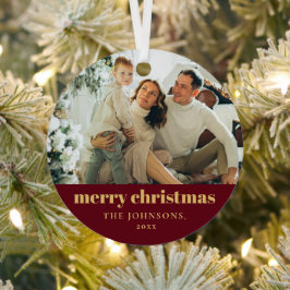 Modernes Minimalistisches Weihnachts-Foto Ornament Aus Metall