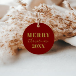 Modernes Minimalistisches Weihnachts-Rotes Gold-Ge Geschenkanhänger