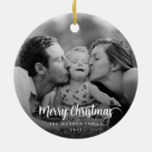 Modernes Minimalistisches Weihnachts-Schwarz-Weiß- Keramik Ornament (Hinten)