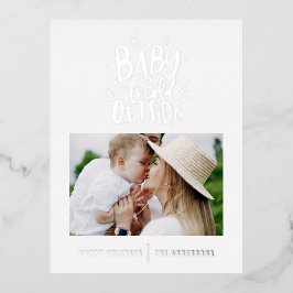 Modernes, minimalistisches Weihnachtsbaby mit eleg Folien Feiertagspostkarte
