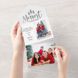 Modernes, minimalistisches Weihnachtsbaum rustikal All In One Einladung