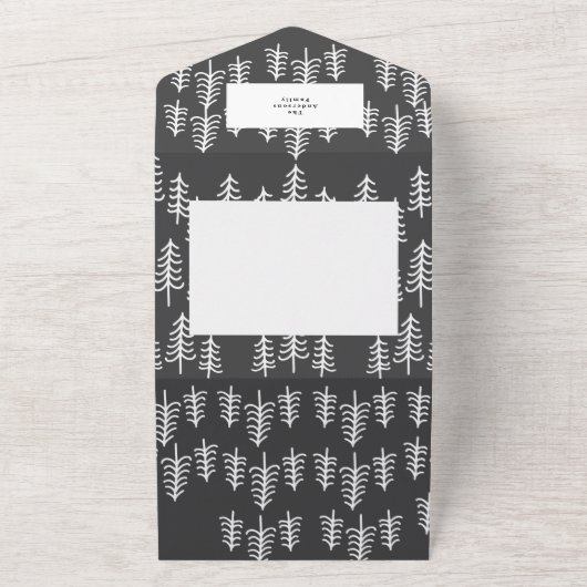 Modernes, minimalistisches Weihnachtsbaum rustikal All In One Einladung (Außenbereich)