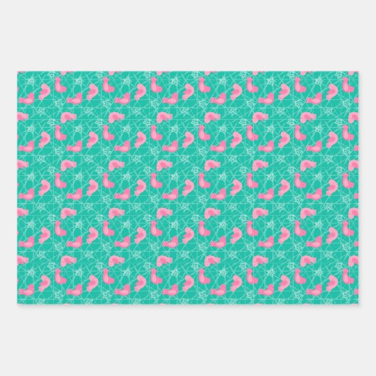 Modernes Minimalistisches Weihnachtsbaum Set Rosa  Geschenkpapier Set (Vorderseite 2)