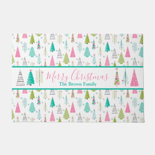 Modernes Minimalistisches Weihnachtsbaummuster Ros Fußmatte (Vorderseite)