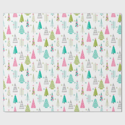Modernes Minimalistisches Weihnachtsbaummuster Ros Geschenkpapier (Flach)