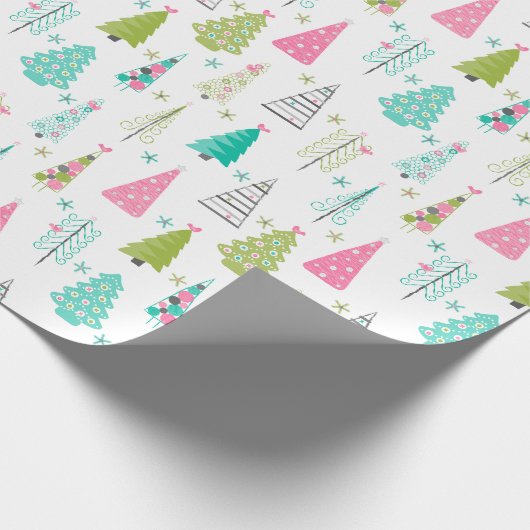 Modernes Minimalistisches Weihnachtsbaummuster Ros Geschenkpapier (Ecke)