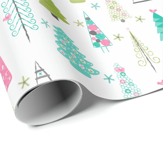 Modernes Minimalistisches Weihnachtsbaummuster Ros Geschenkpapier (Rolleneckpunkt)