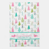 Modernes Minimalistisches Weihnachtsbaummuster Ros Geschirrtuch (Vertikal)