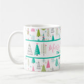 Modernes Minimalistisches Weihnachtsbaummuster Ros Kaffeetasse (Links)