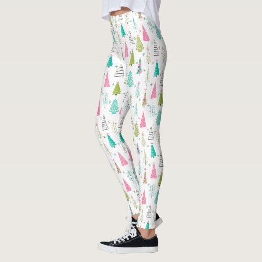 Modernes Minimalistisches Weihnachtsbaummuster Ros Leggings (Links)