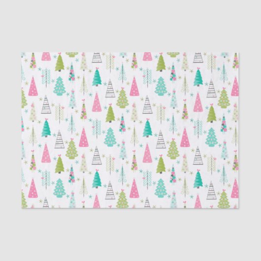 Modernes Minimalistisches Weihnachtsbaummuster Ros Seidenpapier (Vorderseite)