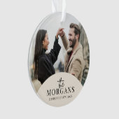 Modernes Minimalistisches Weihnachtsfamilien-Foto Ornament (Vorderseite)