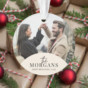 Modernes Minimalistisches Weihnachtsfamilien-Foto Ornament