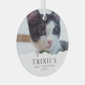 Modernes Minimalistisches Weihnachtsfest der Katze Ornament Aus Glas (Vorderseite Rechts)