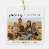 Modernes Minimalistisches Weihnachtsfest Foto Keramikornament (Vorderseite)