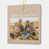 Modernes Minimalistisches Weihnachtsfest Foto Keramikornament (Links)