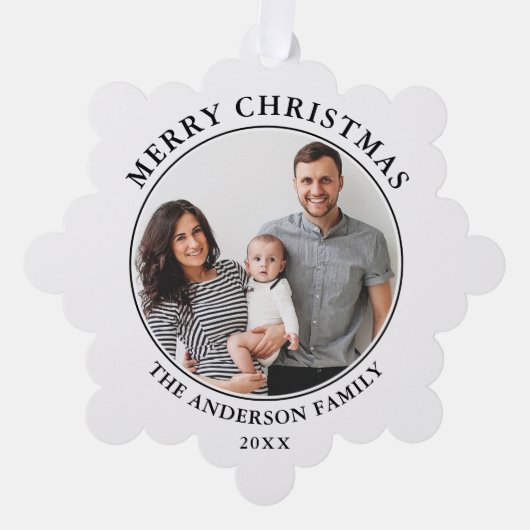 Modernes Minimalistisches Weihnachtsfest Foto Ornament Karte (Vorderseite)