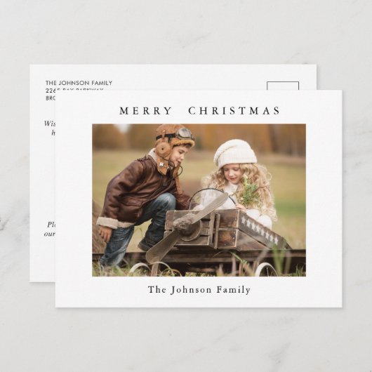 Modernes Minimalistisches Weihnachtsfest FOTO Postkarte (Vorne/Hinten)