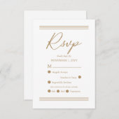 Modernes Minimalistisches Weiß | Antiquitätengolde RSVP Karte (Vorne/Hinten)