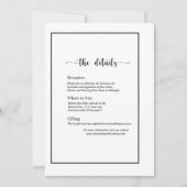 Modernes, minimalistisches Weiß auf der Black Deta Einladung (Vorderseite)