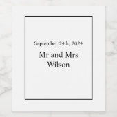 Modernes Minimalistisches Weiß auf schwarzen Weine Weinetikett (Einzelnes Label)