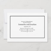 Modernes Minimalistisches Weiß auf schwarzer Probe Einladung (Vorderseite)