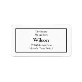 Modernes Minimalistisches Weiß auf schwarzer Rücks Adressaufkleber (Vorne)