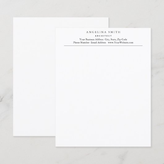 Modernes Minimalistisches Weiß Beruflich (Vorne/Hinten)