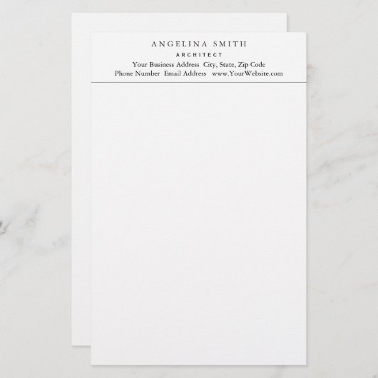 Modernes Minimalistisches Weiß Beruflich Briefpapier (Vorne/Hinten)