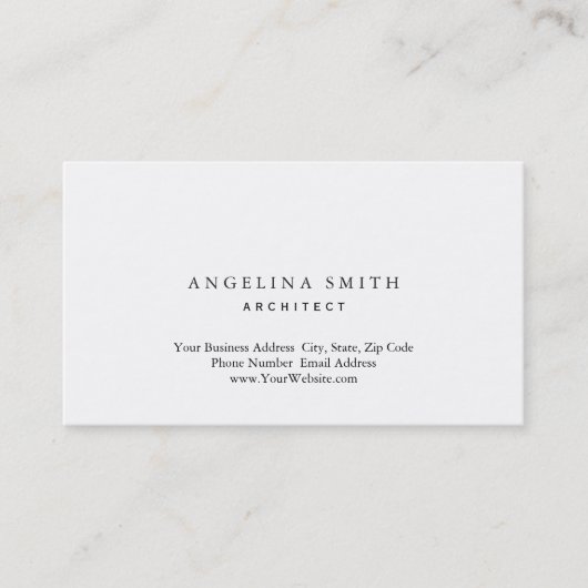 Modernes Minimalistisches Weiß Beruflich Visitenkarte (Vorderseite)