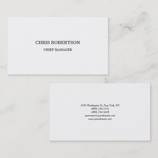 Modernes Minimalistisches Weiß Beruflich Visitenkarte (Vorne/Hinten)