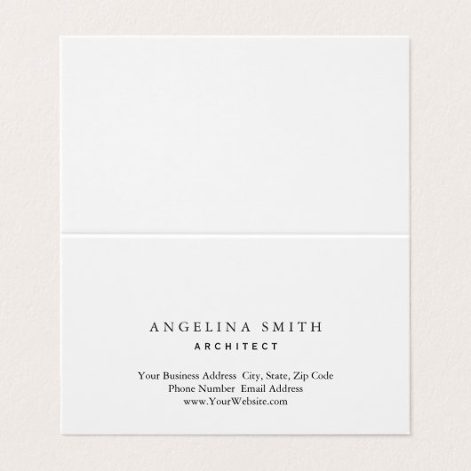 Modernes Minimalistisches Weiß Beruflich Visitenkarten (Außenseite Aufgefaltet)