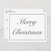 Modernes Minimalistisches Weiß frohe Weihnachtsgrü Ankündigungspostkarte (Vorne/Hinten)