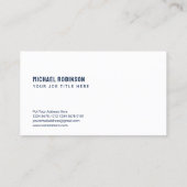 Modernes Minimalistisches Weiß in Dunkelblau | San Visitenkarte (Rückseite)