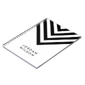 Modernes Minimalistisches Weiß mit schwarzem Zickz Notizblock (Linke Seite)