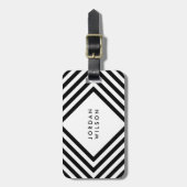 Modernes Minimalistisches Weiß mit schwarzen geome Gepäckanhänger (Vorderseite vertikal)