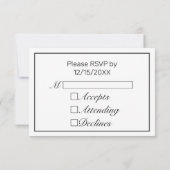 Modernes Minimalistisches Weiß Schwarzes Weihnacht RSVP Karte (Rückseite)